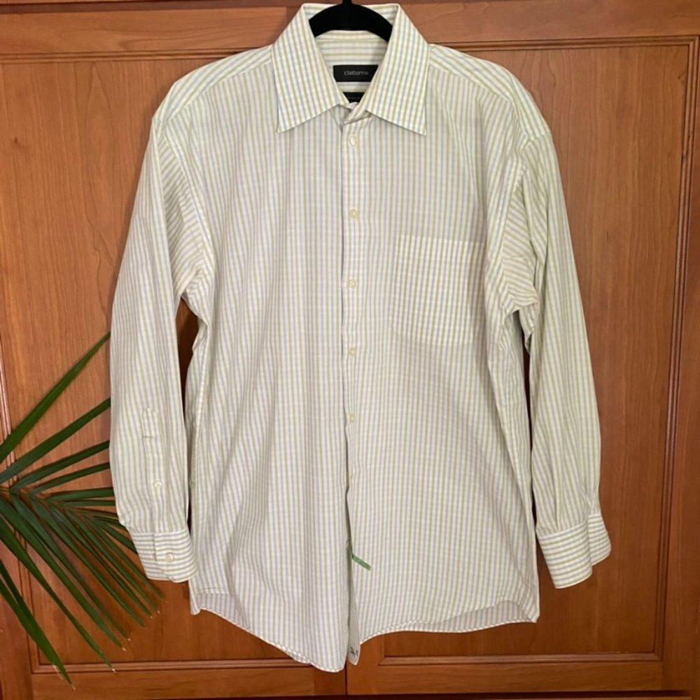 Claiborne Wrinkle-free Striped Button-down Dress Shirt. - Medium